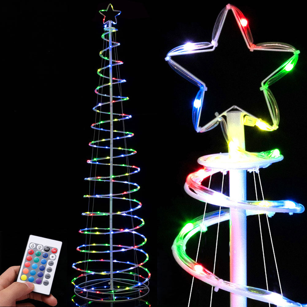 Albero di Natale Luminoso 200 Luci a Led Spirale per Interno ed Esterno 210 CM