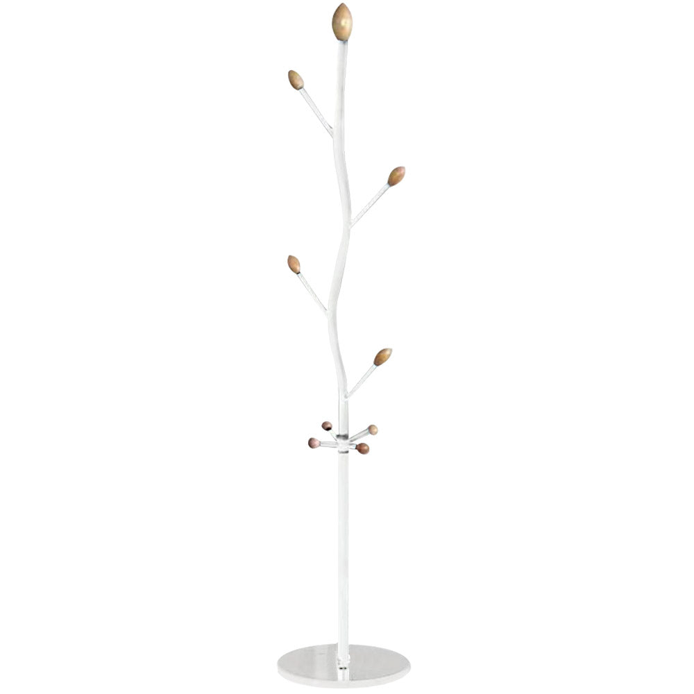 Attaccapanni Appendiabiti Piantana Forma Albero Metallo 8 Ganci Bianco 38x38x175