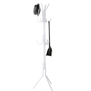 Attaccapanni Appendiabiti a Piantana in Metallo 11 Ganci Bianco 36x36x176cm