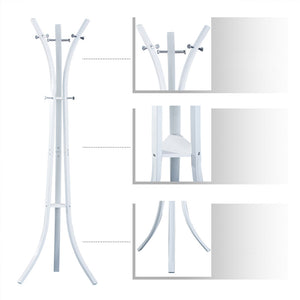 Attaccapanni Appendiabiti a Piantana Metallo 9 Ganci Colore Bianco 60x53x176cm