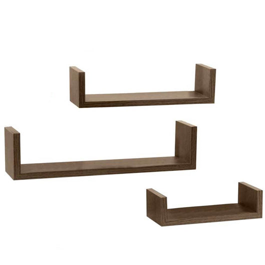 Set 3 Mensole da Parete Moderne Design con Bordi Mensola Scaffale Legno Noce