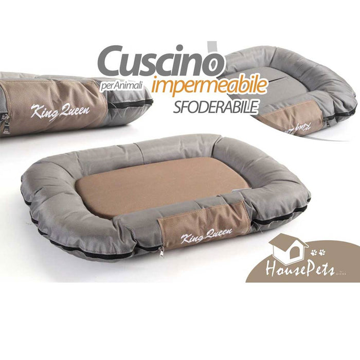 Cuccia Cuscino per Cani Gatti Lettino Tessuto Impermeabile Sfoderabile 92x68cm