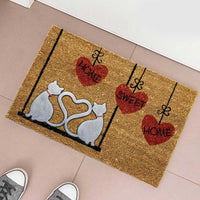 Tappeto Zerbino Fibra di Cocco Love Cats Con Figura Rilievo in Gomma 60x40cm