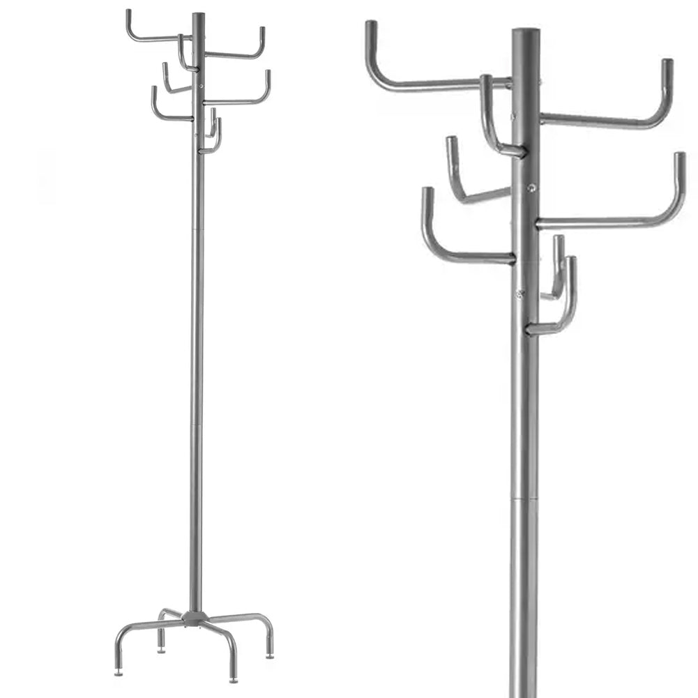 Attaccapanni Appendiabiti a Piantana Metallo 8 Ganci Colore Grigio 47x47x180cm