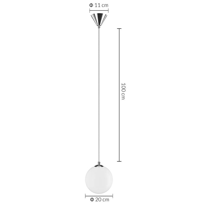 Lampadario Lampada Sospensione Sfera 20 cm Design Moderno Paralume Vetro E27