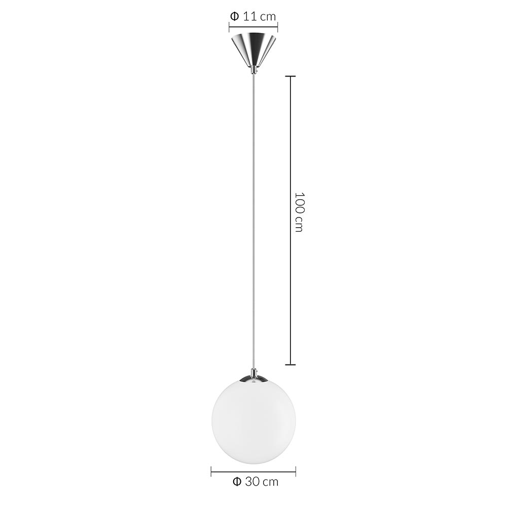 Lampadario Lampada Sospensione Sfera 30 cm Design Moderno Paralume Vetro E27