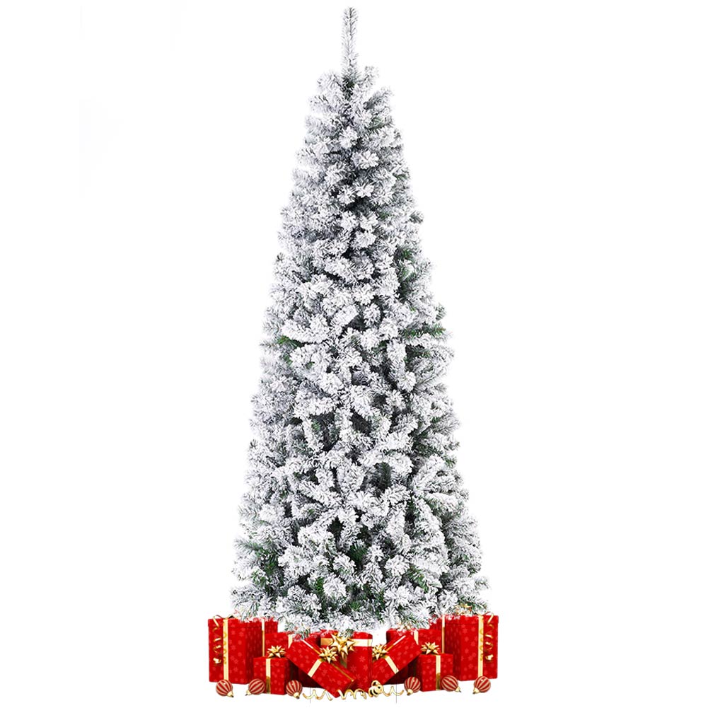 Albero di Natale Super Folto Pino Slim Salvaspazio Innevato Saint Moritz 150 cm