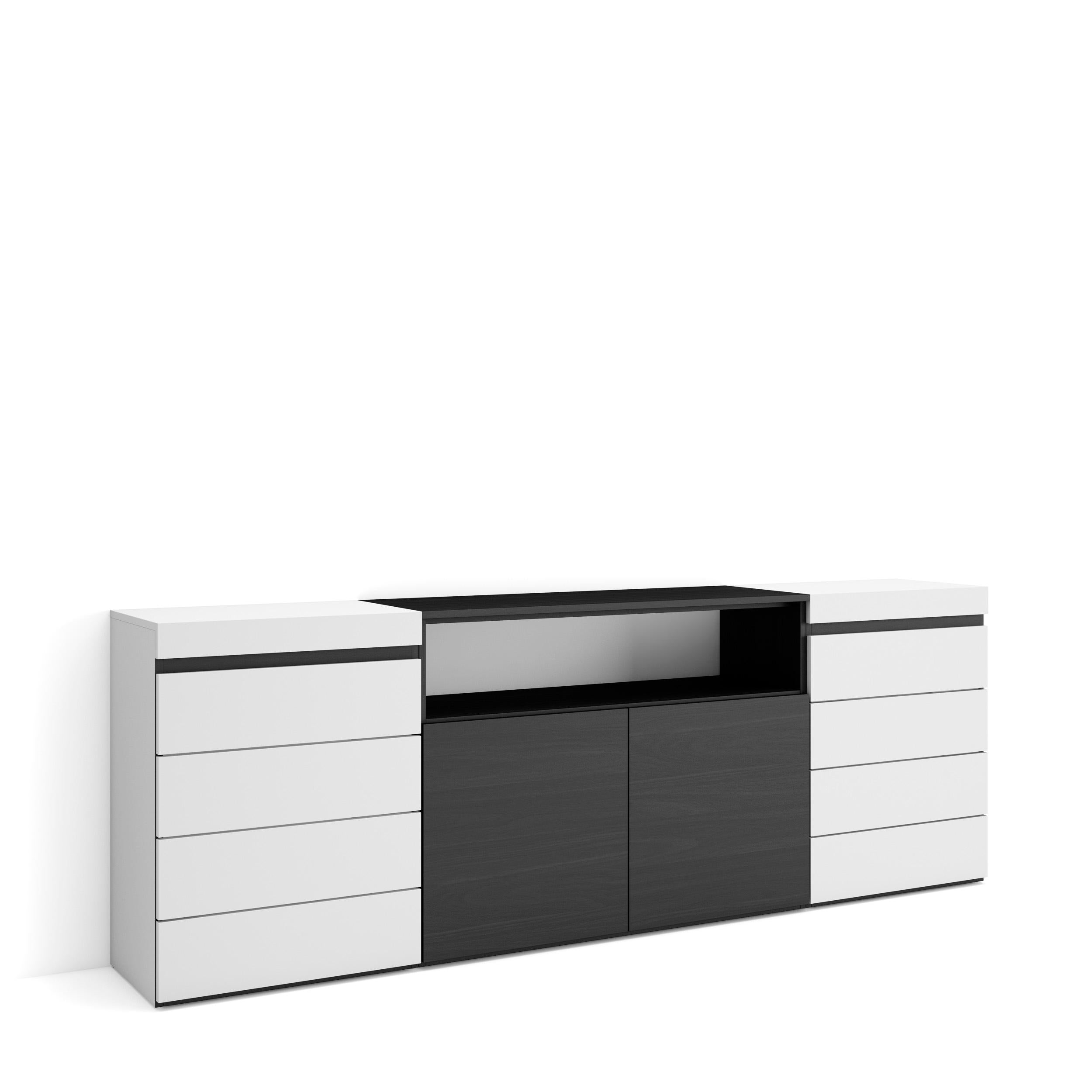 Cassettiera, 214x35x75 cm, Camera da letto, stanza, Con Stoccaggio, Bianco e nero , RF3423