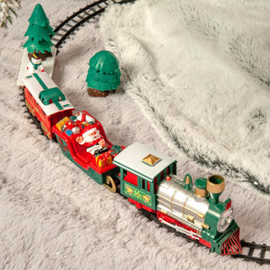 Trenino Natalizio Sotto Albero 3in1 Locomotiva Luci Suoni cn Slitta Babbo Natale