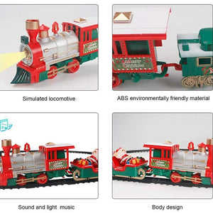 Trenino Natalizio Sotto Albero 3in1 Locomotiva Luci Suoni cn Slitta Babbo Natale