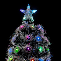 Albero di natale Luminoso 90 cm con Luci LED Fibra Ottica Multicolor Innevato