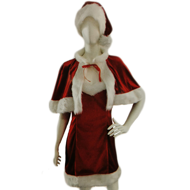 Costume Babbo Natale Donna Vestito Natalizio Sexy Natale 3 Pezzi Taglia Unica