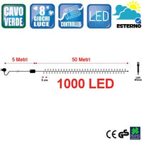 Catena Luminosa 1000 LED Luci Albero Natale Lucciole Bianco Caldo Esterno 24V