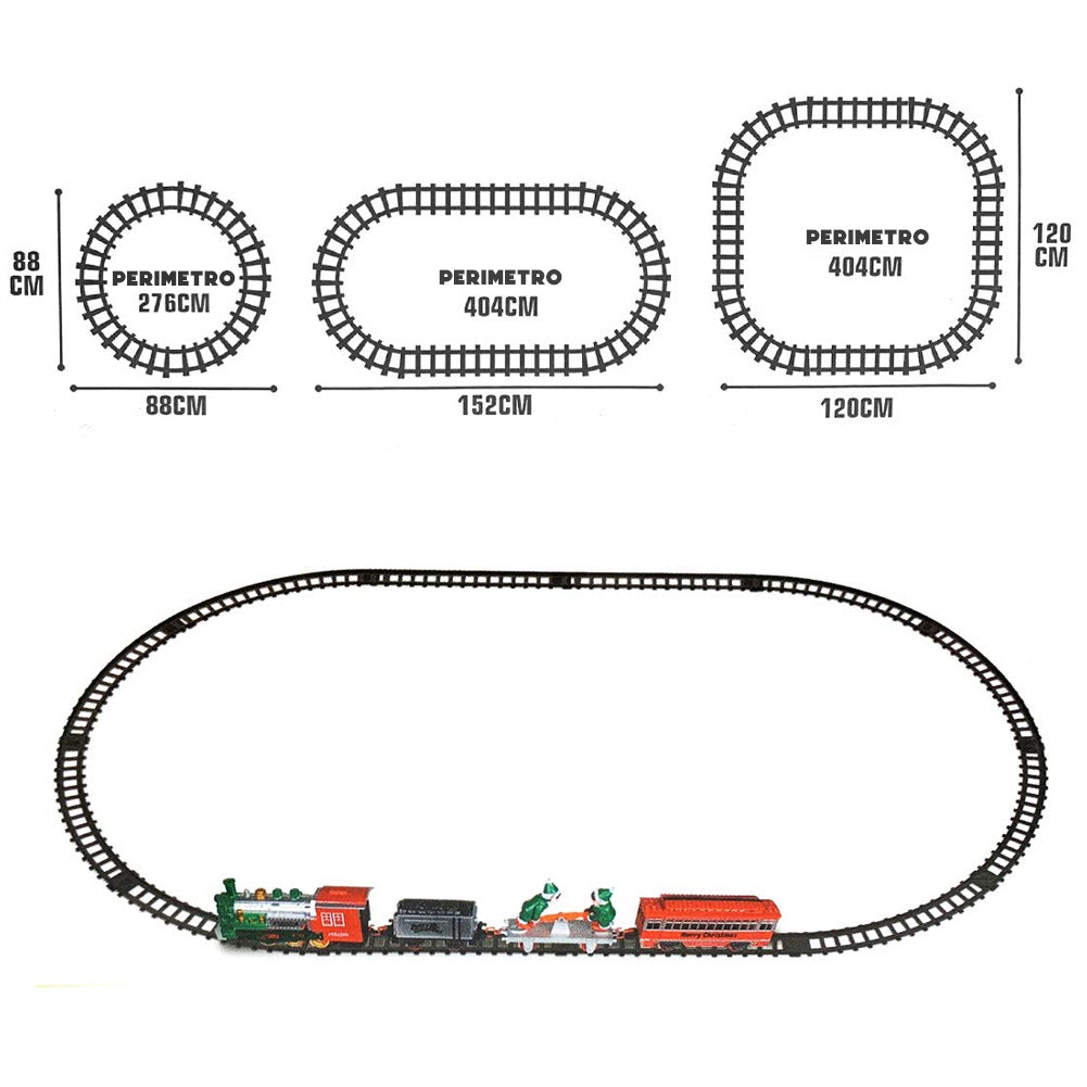 Set di Treni di Natale per Albero 16 Pezzi Trenini Trenino Locomotiva a Batteria