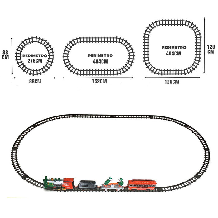 Set di Treni di Natale per Albero 16 Pezzi Trenini Trenino Locomotiva a Batteria