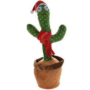 Peluche Cactus con Cappello Natalizio Danzante che Balla Musica Luci Movimento