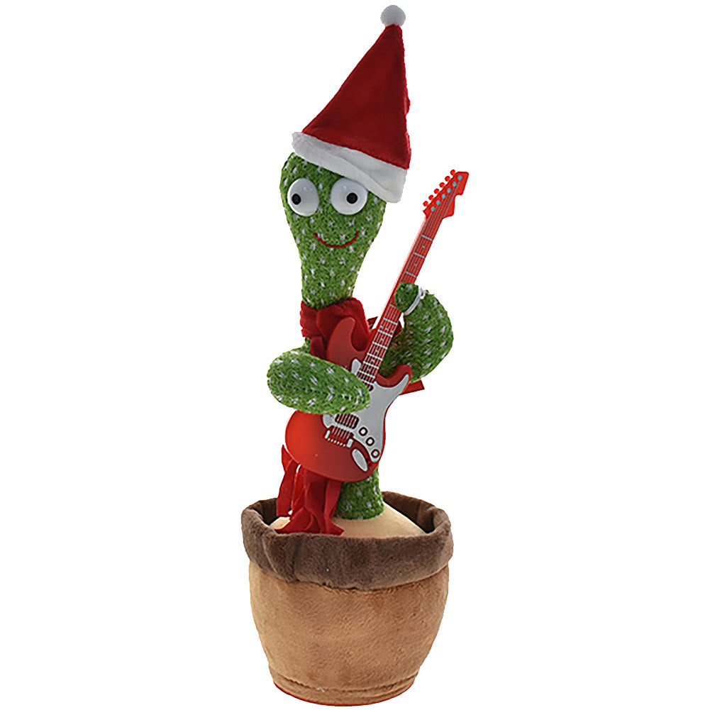 Peluche Cactus con Cappello Natalizio e Chitarra Danzante Balla Musica Movimento