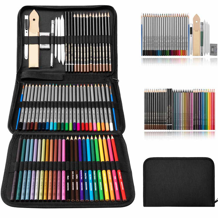 Kit Matite Colorate 73 Pezzi Artista Schizzo e Disegno Professionale Portatile