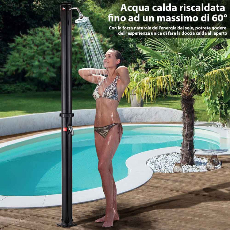 Doccia Solare Giardino Piscina Esterno 20Lt Miscelatore Acqua Calda Campeggio