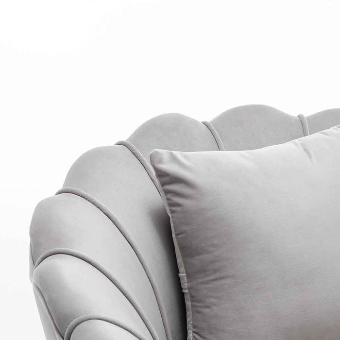 Poltrona Sedia Relax Tessuto Velluto e Metallo Imbottita Design Moderno Grigio