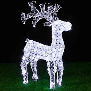 Renna Natalizia Luminosa 3D in Cristalli Acrilici 200 LED Bianco Freddo H. 90 cm