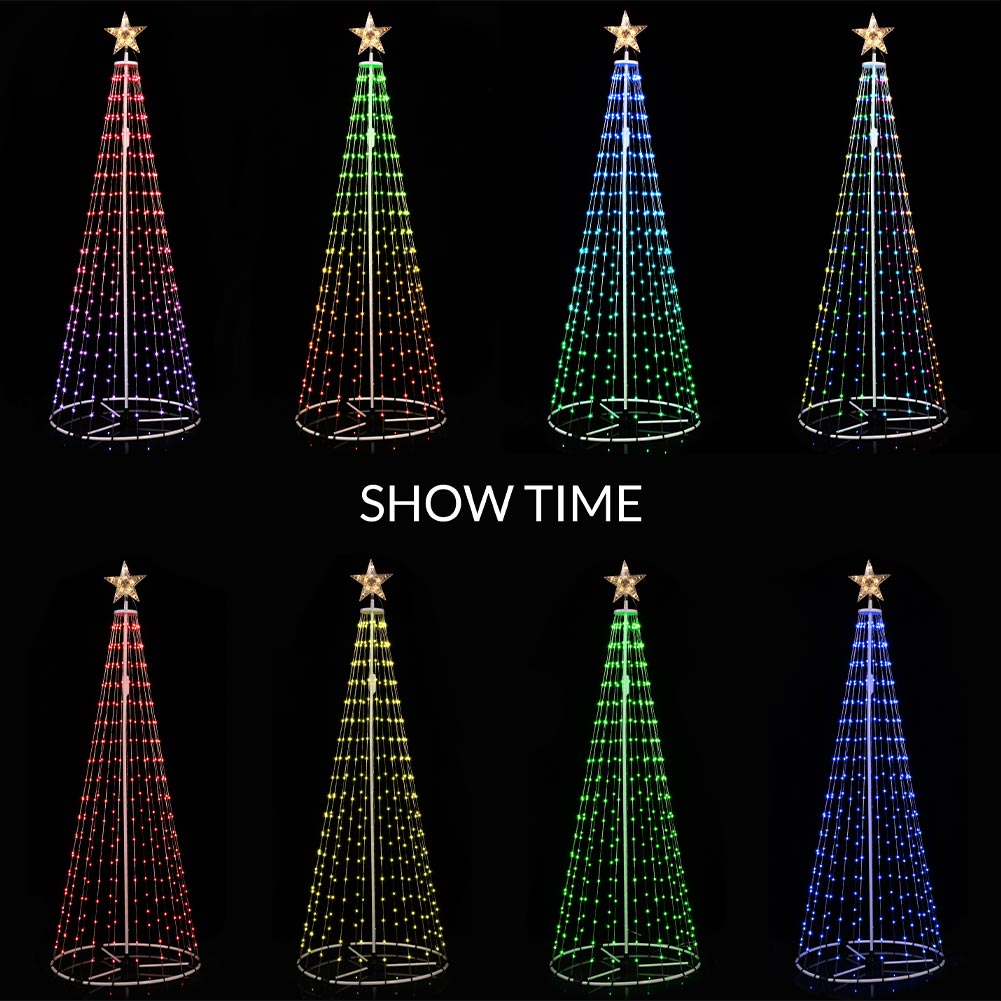 Albero Natale Luminoso 220 cm con 324 LED RGB App Smart Control Luci per Esterno