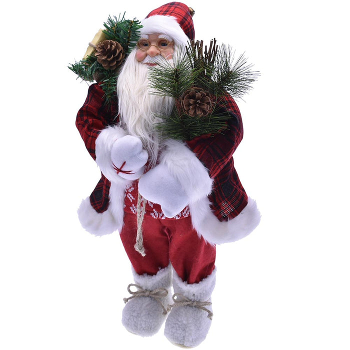 Babbo Natale Elegante 40cm in Plastica Vestiti in Tessuto Decorazione Natalizia