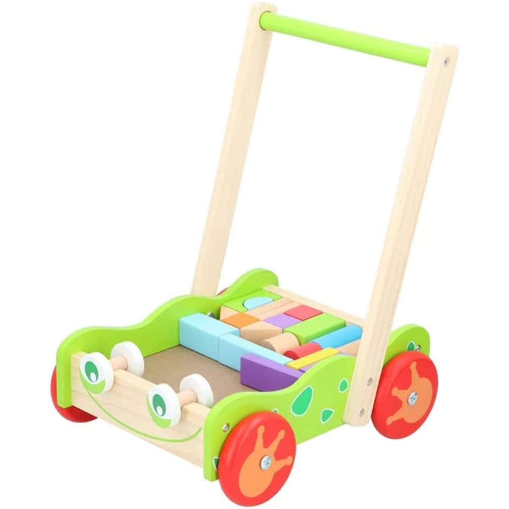 Carrello per Imparare a Camminare per Bambini con Blocchi in Legno Colorato