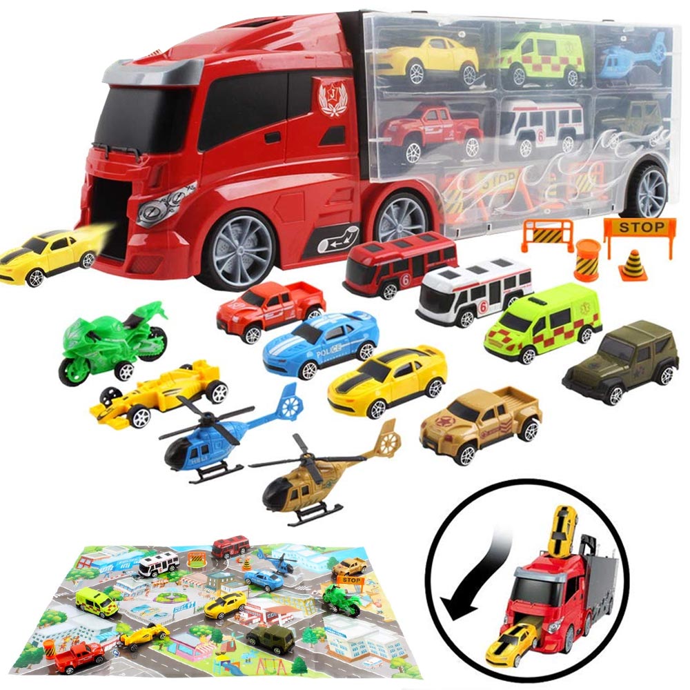 Camion Bisarca Porta Auto con 6 Macchinine Giocattolo Bambini Idea Regalo