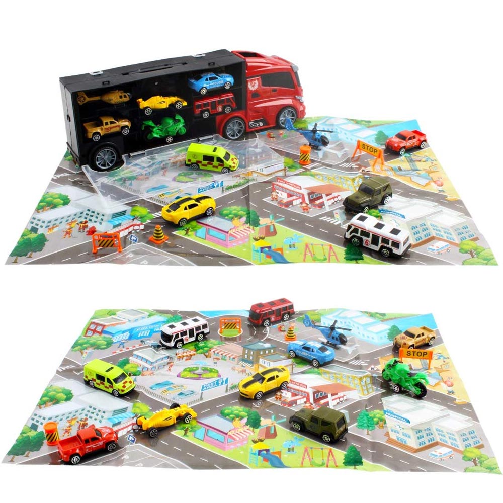 Camion Bisarca Porta Auto con 6 Macchinine Giocattolo Bambini Idea Regalo