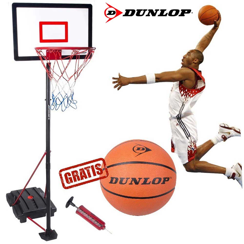 Canestro BASKET con Piantana Tabellone REGOLABILE 205 CM + Pallone Pompa DUNLOP