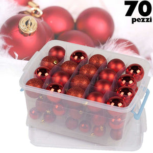 Palle Di Natale Set 70 Pezzi Rosso Diverse Misure Decorazioni Albero Natale Casa