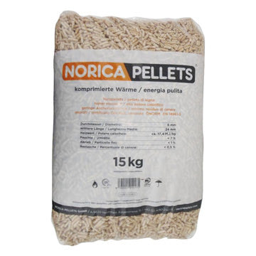 Norica Pellet - Pellet Qualita' Premium Legno Austriaco Di Abete Certificato Alto Potere Calorifico 17,9 Mj/Kg 15 Kg - Norica