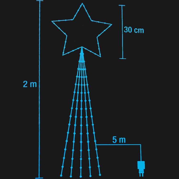 Stella Cometa per Albero di Natale Puntale Cascata con 465 Led Bianco Caldo