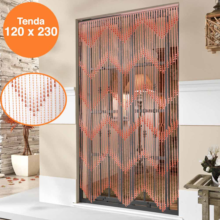 Tenda Moschiera Porta Finestra 120x230 64 Corde Fili Perline Decorazione Zig Zag