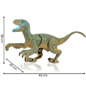 Dinosauro Telecomandato Giocattolo Velociraptor Ricaricabile Luce Led e Ruggito