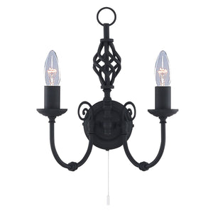 Applique Industrial-Nordico Zanzibar Acciaio Nero 2 Luci E14