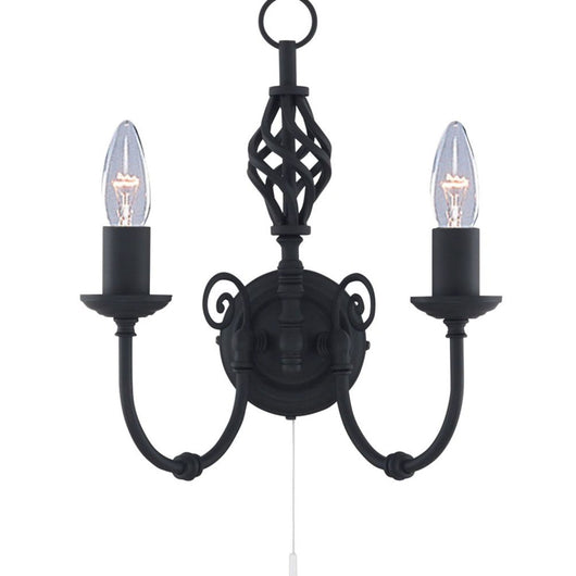 Applique Industrial-Nordico Zanzibar Acciaio Nero 2 Luci E14