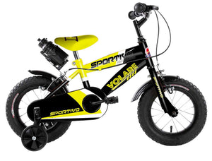 Bicicletta per Bambino 12" 2 Freni Sportivo Giallo Neon e Nero