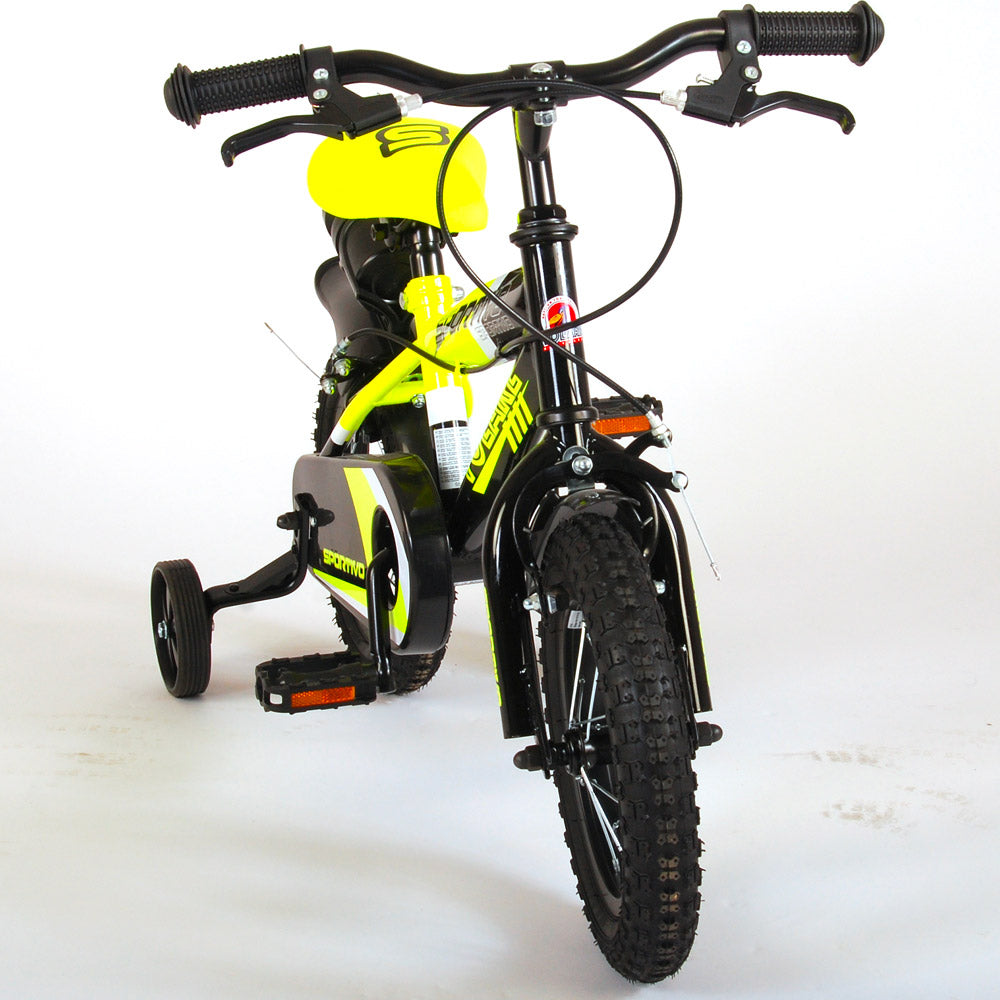 Bicicletta per Bambino 12" 2 Freni Sportivo Giallo Neon e Nero