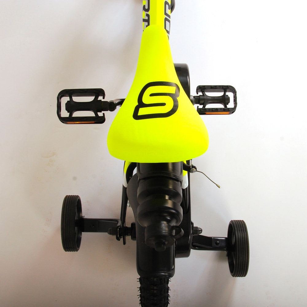 Bicicletta per Bambino 12" 2 Freni Sportivo Giallo Neon e Nero