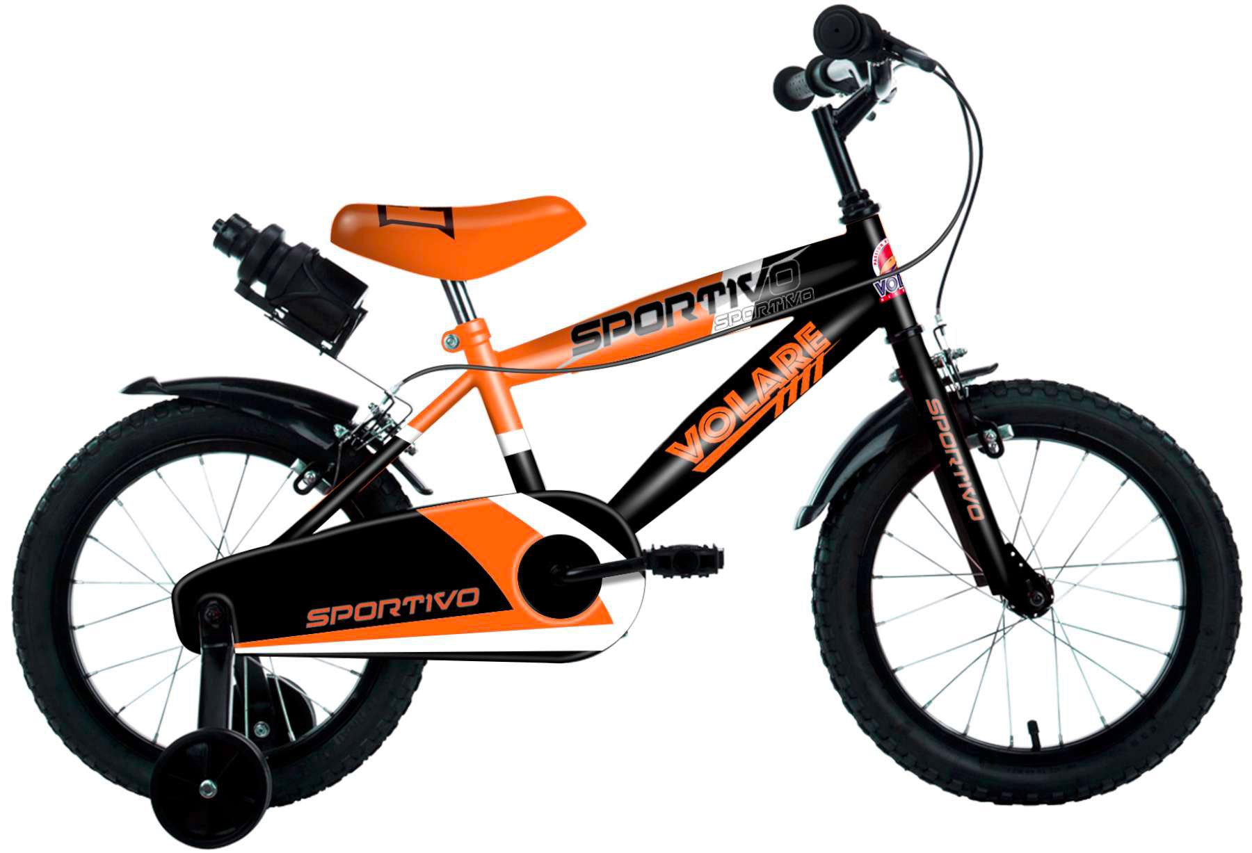 Bicicletta per Bambino 14" 2 Freni Sportivo Arancio Neon e Nero