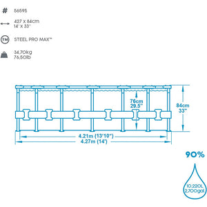 Bestway Steel Pro MAX Piscina Rotonda 427 x 84 cm Pompa Filtrante Colore Grigio