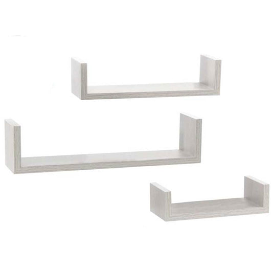 Set 3 Mensole da Parete Moderne Design con Bordi Mensola Scaffale Legno Bianco