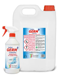 Detergente Igienizzante Professionale Al Cloro Attivo-Candopiu' Byebye Germ+-Dimensione 5 Litri