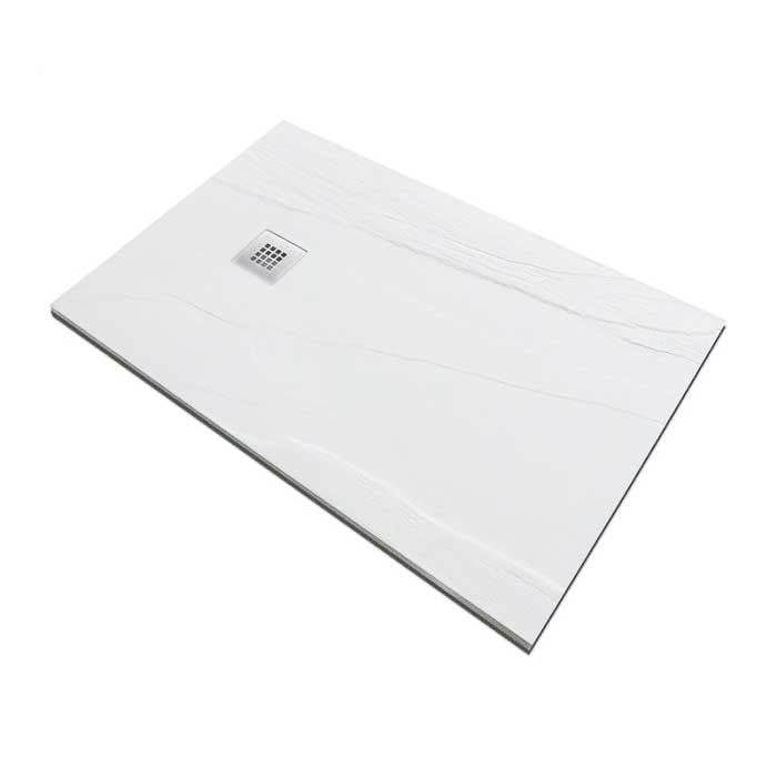 Piatto doccia in pietra SOLIDSTONE alto 2,8 cm - Ardesia Bianco RAL 9003 - Misura: 80x120 x 2,8h