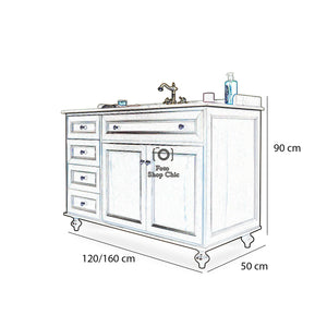 Mobile da bagno con specchiera e top in marmo - 160 cm