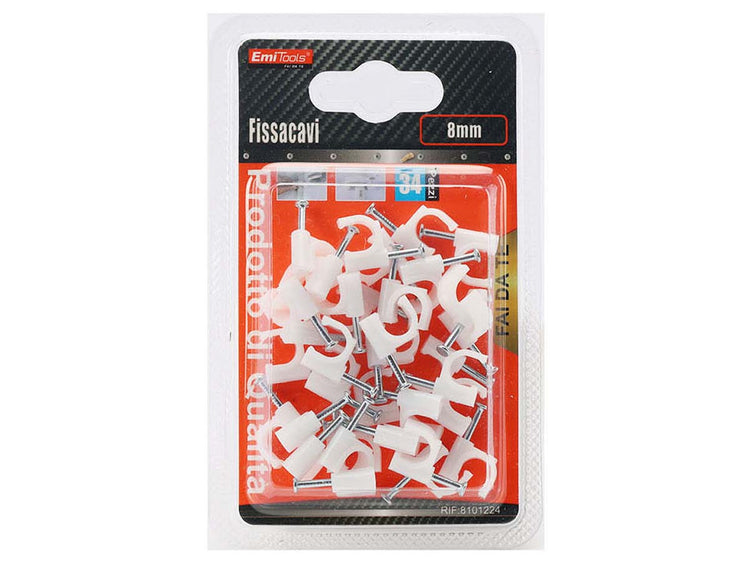 34 Pezzi Fermacavo con Chiodo 8mm Clip per Cavi Fissacavi A Muro