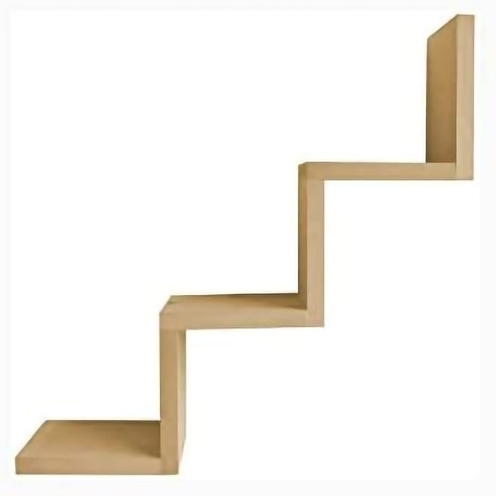 Mensola Parete Moderna Design Zig Zag Scaffale Muro 3 Ripiani Legno Naturale