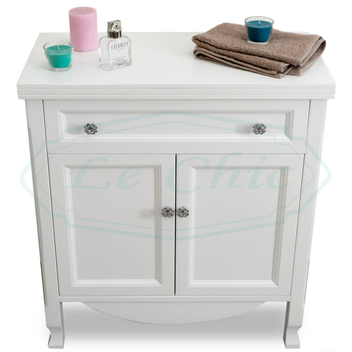 Mobile in stile shabby chic in legno bianco opaco